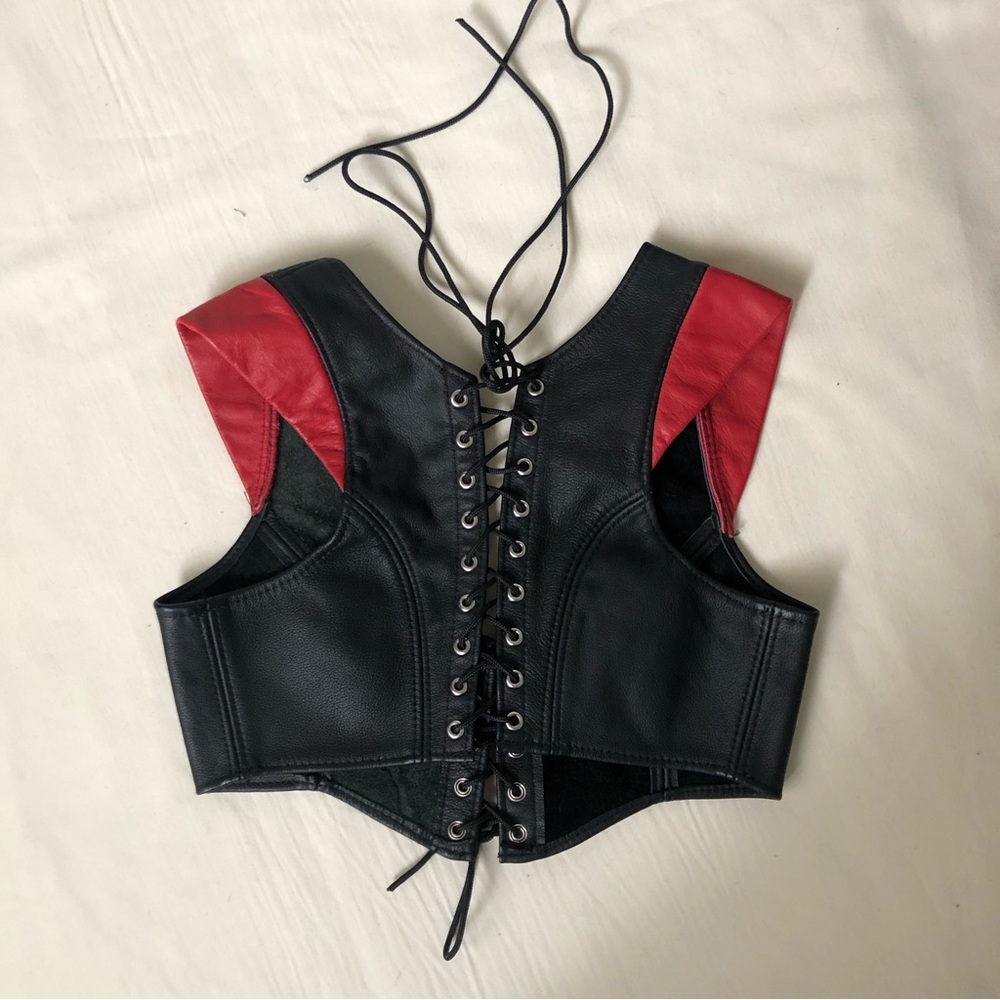 Vintage Ravenswood Leather Lace Up Crop Top - Picture 4 of 6